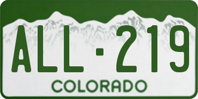 CO license plate ALL219