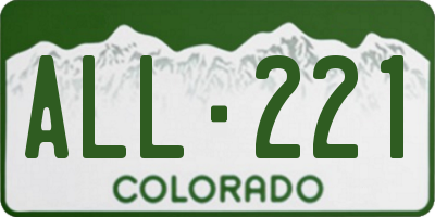 CO license plate ALL221