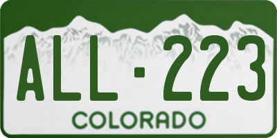 CO license plate ALL223