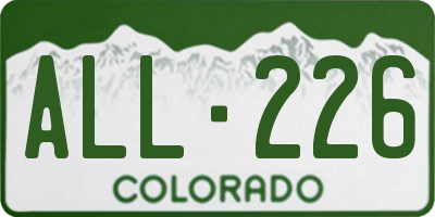 CO license plate ALL226
