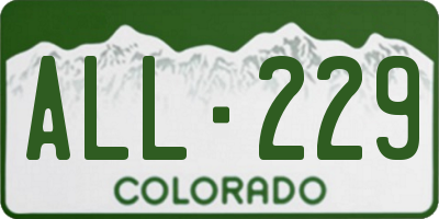 CO license plate ALL229