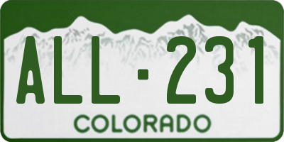 CO license plate ALL231