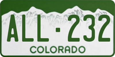 CO license plate ALL232
