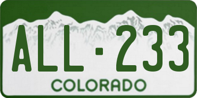 CO license plate ALL233