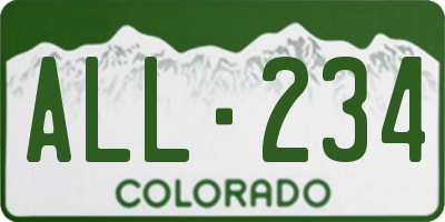 CO license plate ALL234