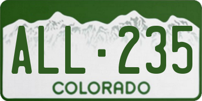 CO license plate ALL235