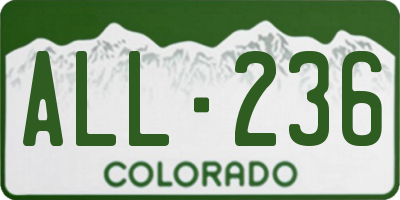 CO license plate ALL236