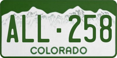 CO license plate ALL258