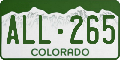 CO license plate ALL265