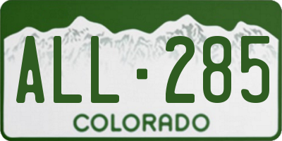 CO license plate ALL285
