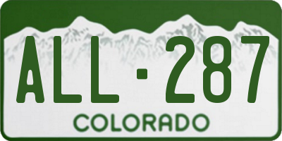 CO license plate ALL287