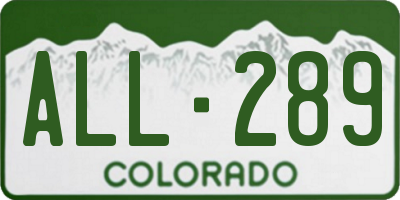 CO license plate ALL289