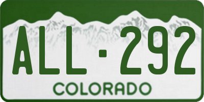 CO license plate ALL292