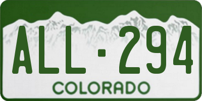 CO license plate ALL294