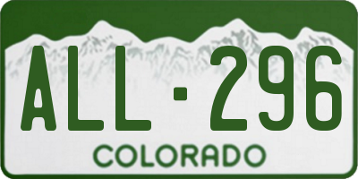 CO license plate ALL296