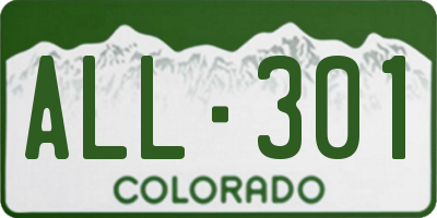 CO license plate ALL301