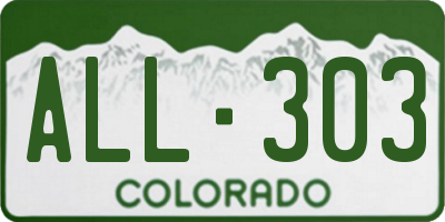 CO license plate ALL303