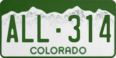 CO license plate ALL314