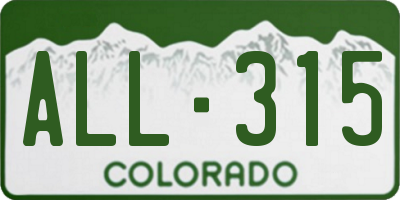 CO license plate ALL315