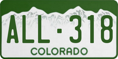 CO license plate ALL318