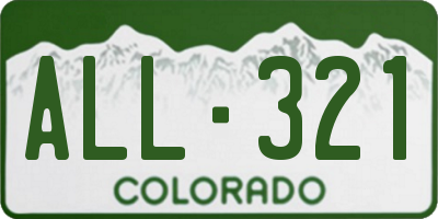CO license plate ALL321