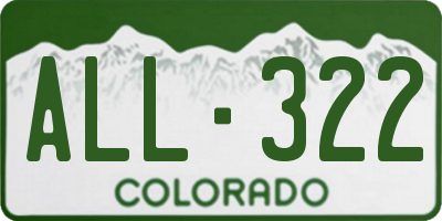 CO license plate ALL322