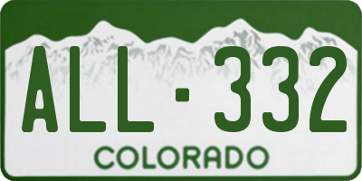 CO license plate ALL332