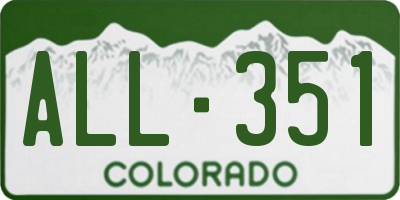 CO license plate ALL351
