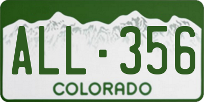 CO license plate ALL356