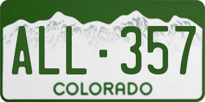 CO license plate ALL357