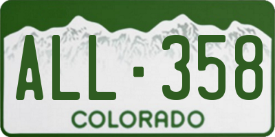 CO license plate ALL358
