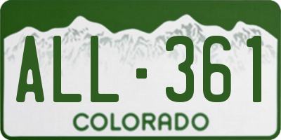 CO license plate ALL361