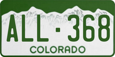 CO license plate ALL368