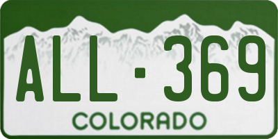 CO license plate ALL369