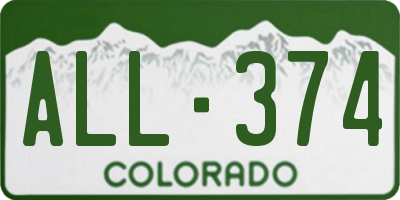 CO license plate ALL374