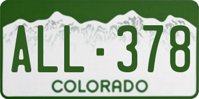 CO license plate ALL378