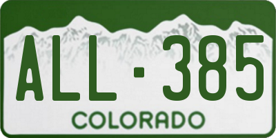 CO license plate ALL385