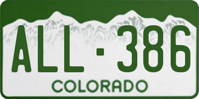 CO license plate ALL386