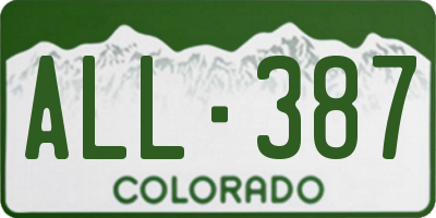 CO license plate ALL387