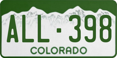 CO license plate ALL398
