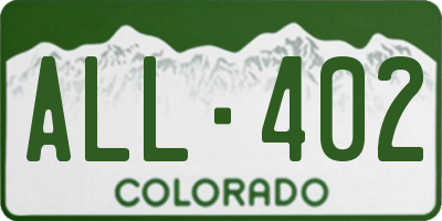CO license plate ALL402
