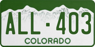 CO license plate ALL403