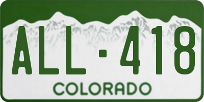 CO license plate ALL418