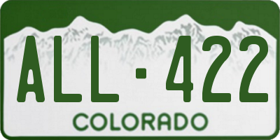 CO license plate ALL422