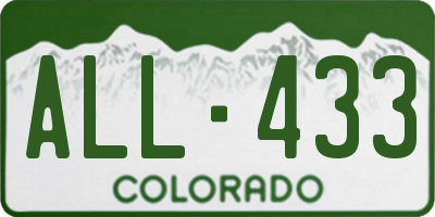 CO license plate ALL433