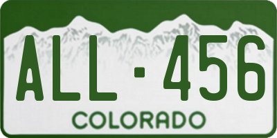 CO license plate ALL456