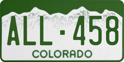 CO license plate ALL458