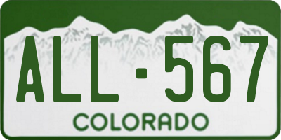 CO license plate ALL567