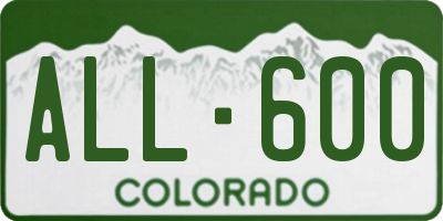 CO license plate ALL600