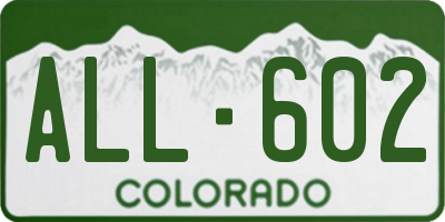 CO license plate ALL602